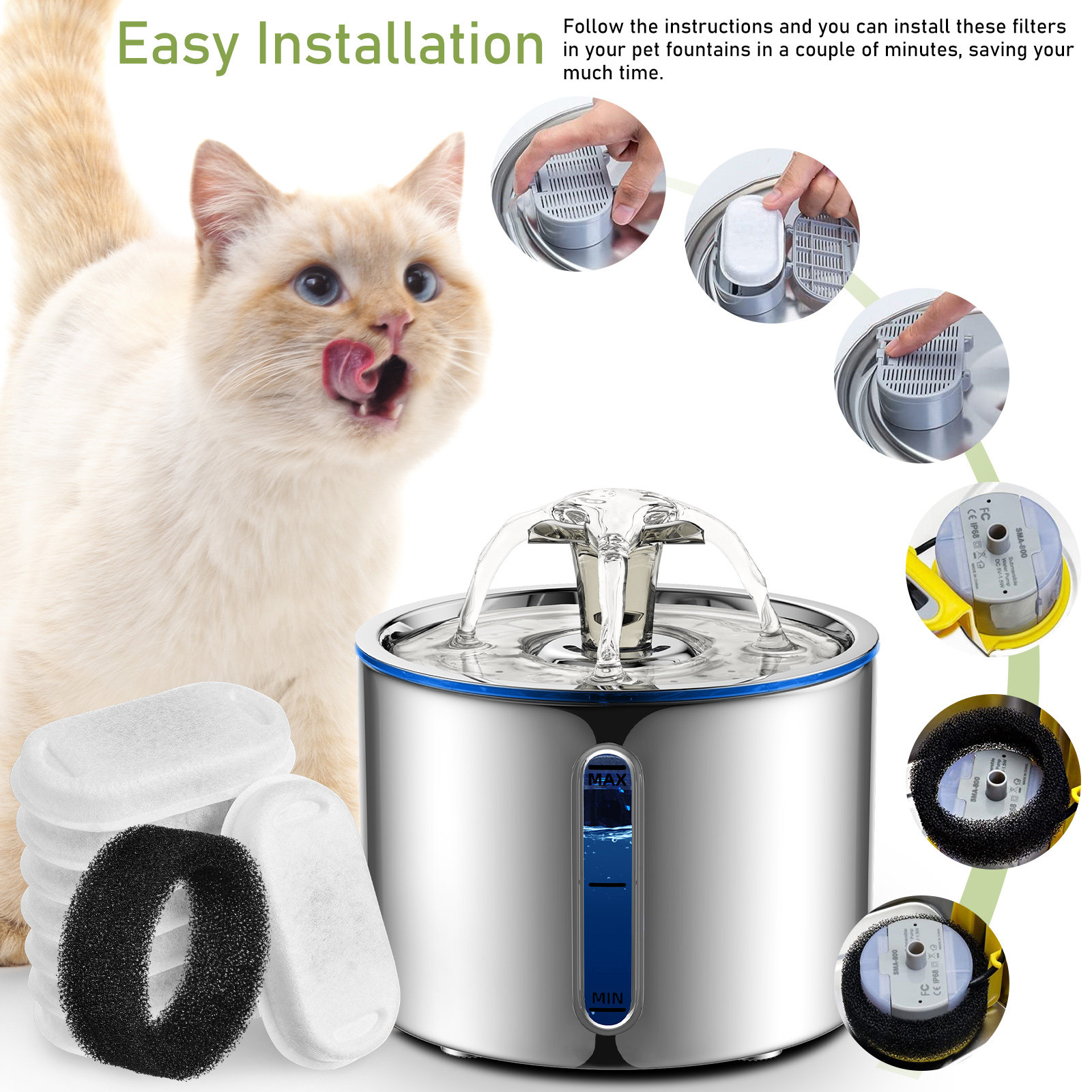 1Set Pet Fountain Filter Repla - Cat Water Fountain Filter บทวิจารณ์และราคา